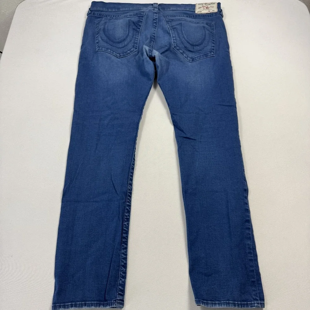True Religion Rocco Jeans Denim Medium Wash Relaxed Skinny Blue‎ Men's 42x34